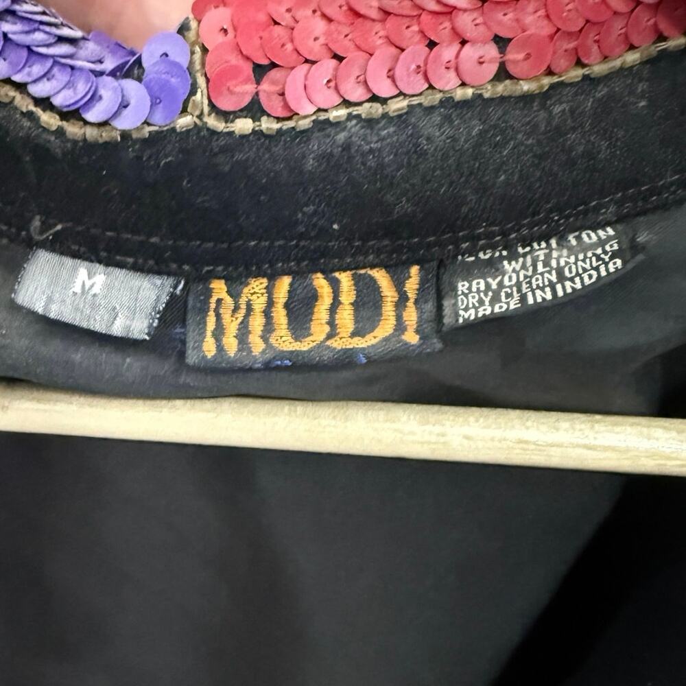Vtg Modi Sequin Patchwork Denim Jacket Women's M … - image 3